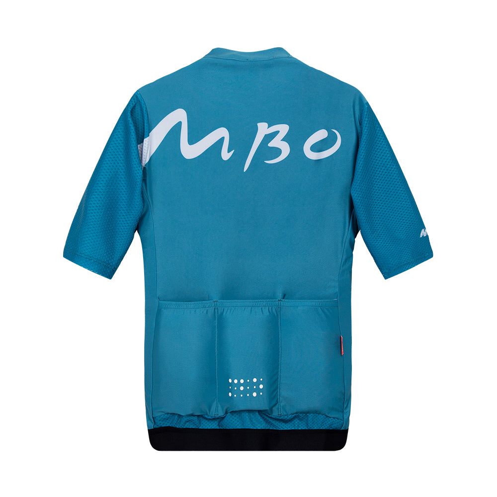 Women's Short Sleeve Prime Cycling Training Jersey - Brushwork Nile Blue