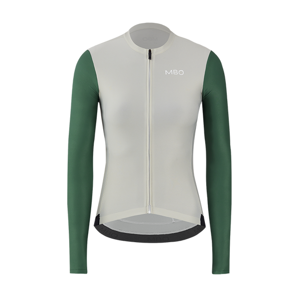 Women's Long Sleeve Prime Cycling Jersey - Brushwork Pale Grey