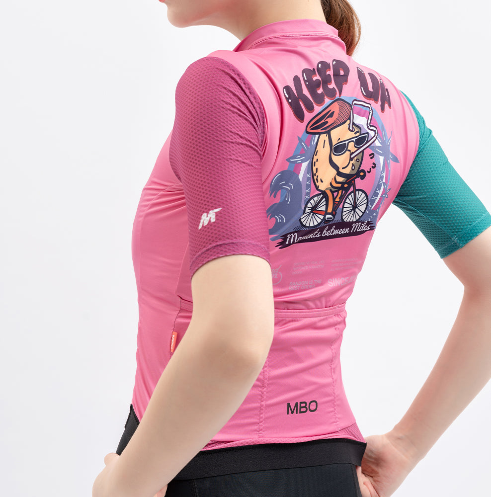 Women's Short Sleeve Prime Cycling Training Jersey - Coconut Brilliant Rose