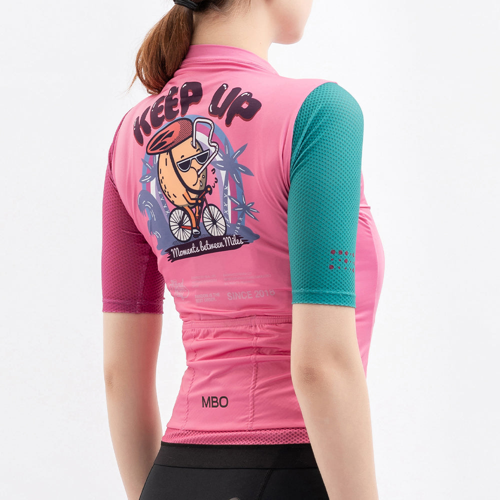 Women's Short Sleeve Prime Cycling Training Jersey - Coconut Brilliant Rose