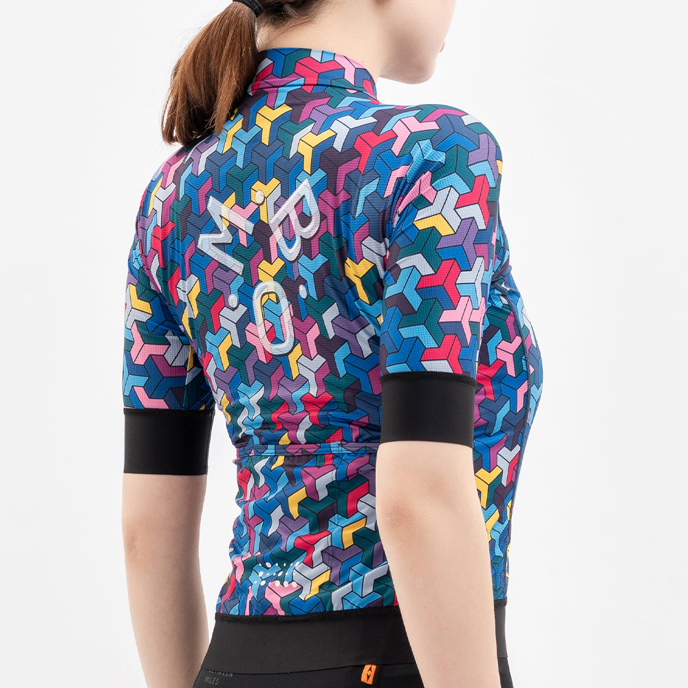 Women's Short Sleeve Prime Advance Cycling Jersey - Tetris Acid Blue
