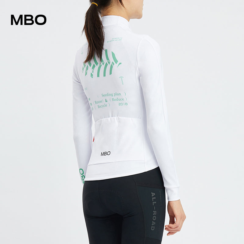 Women's Long Sleeve Thermal Jersey - Cycle in White