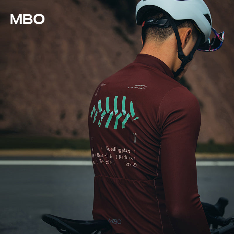 Men's Long Sleeve Thermal Jersey - Cycle in Chestnut